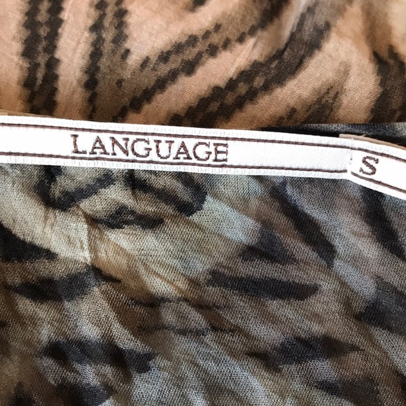 Language Tribal Print Top Sheer Back S EUC - Picture 7 of 8